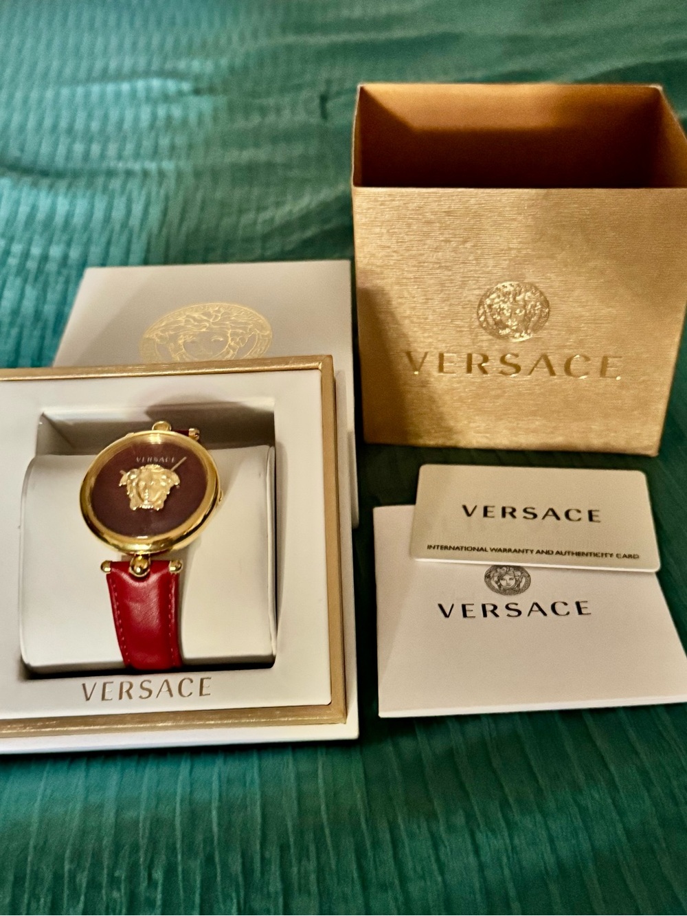 Versace Palazzo Empire Medusa Red Barocco Watch 39mm Gold Tone | Box & Auth Card